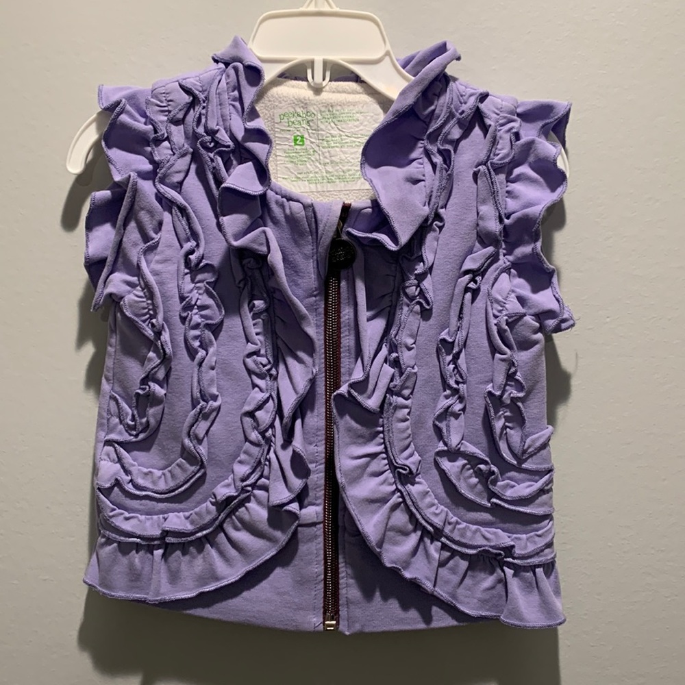 Peekaboo Beans vintage frills fleece vest. Size 2.